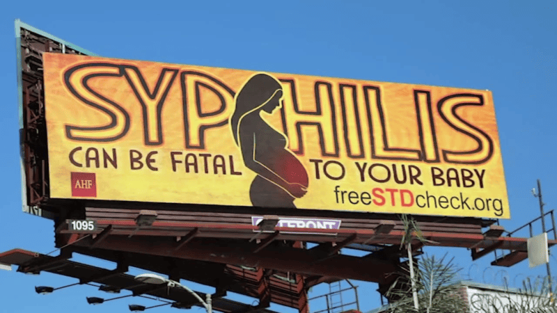 Billboard Advertising Danger of Syphilis. (Photo: YouTube screenshot)